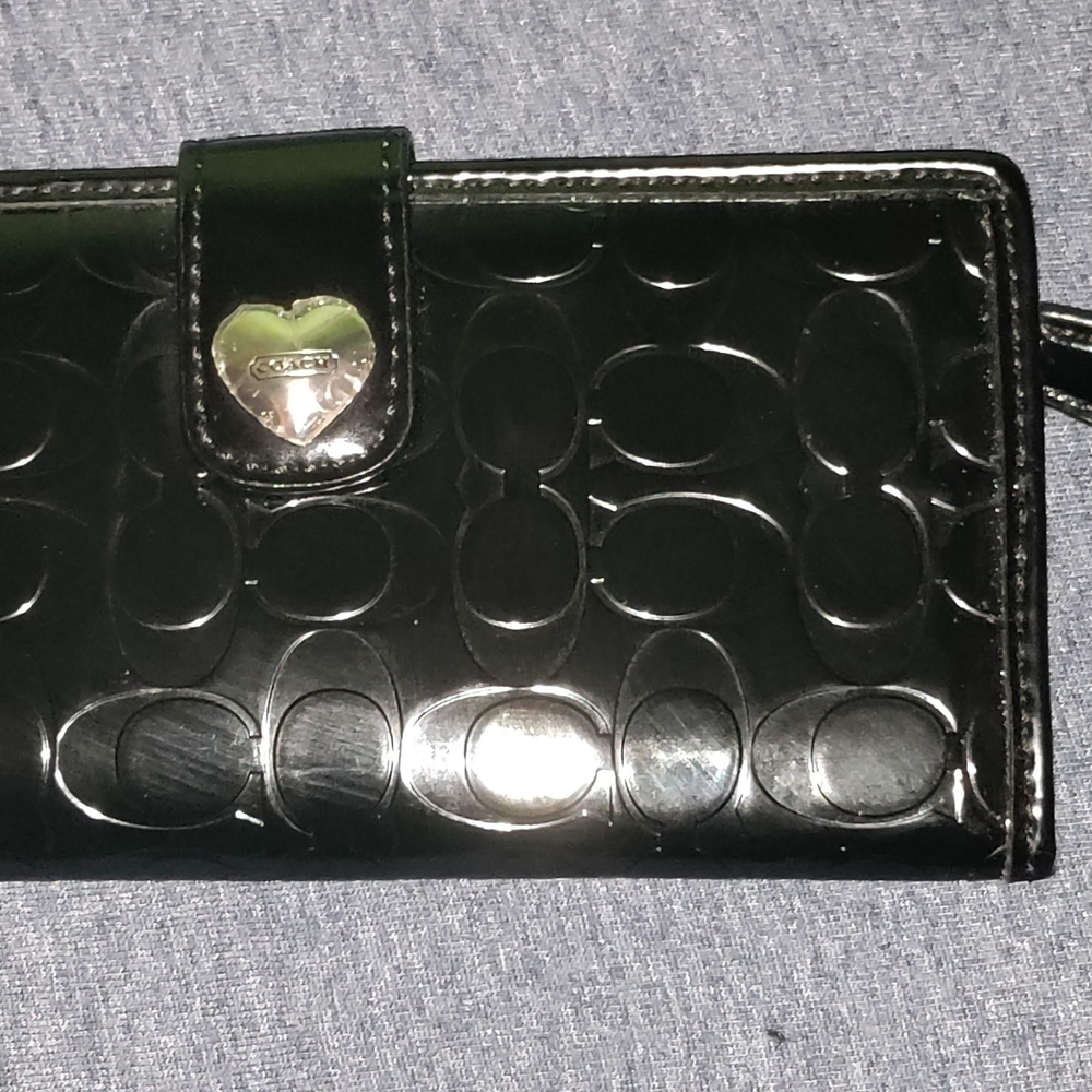 Coach Black Wallet with Heart Accent
